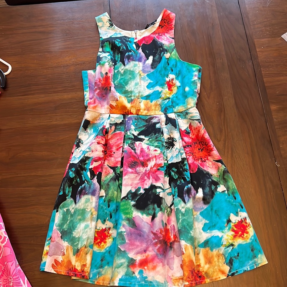 Flowered fit and flare dress